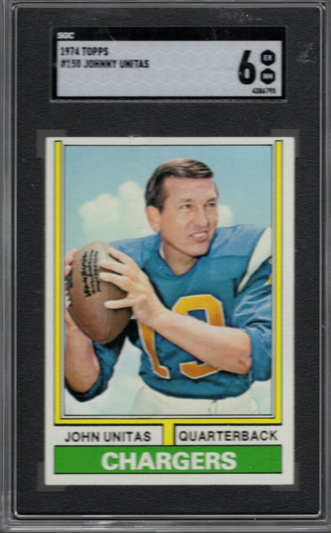 Johnny Unitas 1974 Topps #150 SGC 6 Topps Vintage Football Card (1 of 2)
