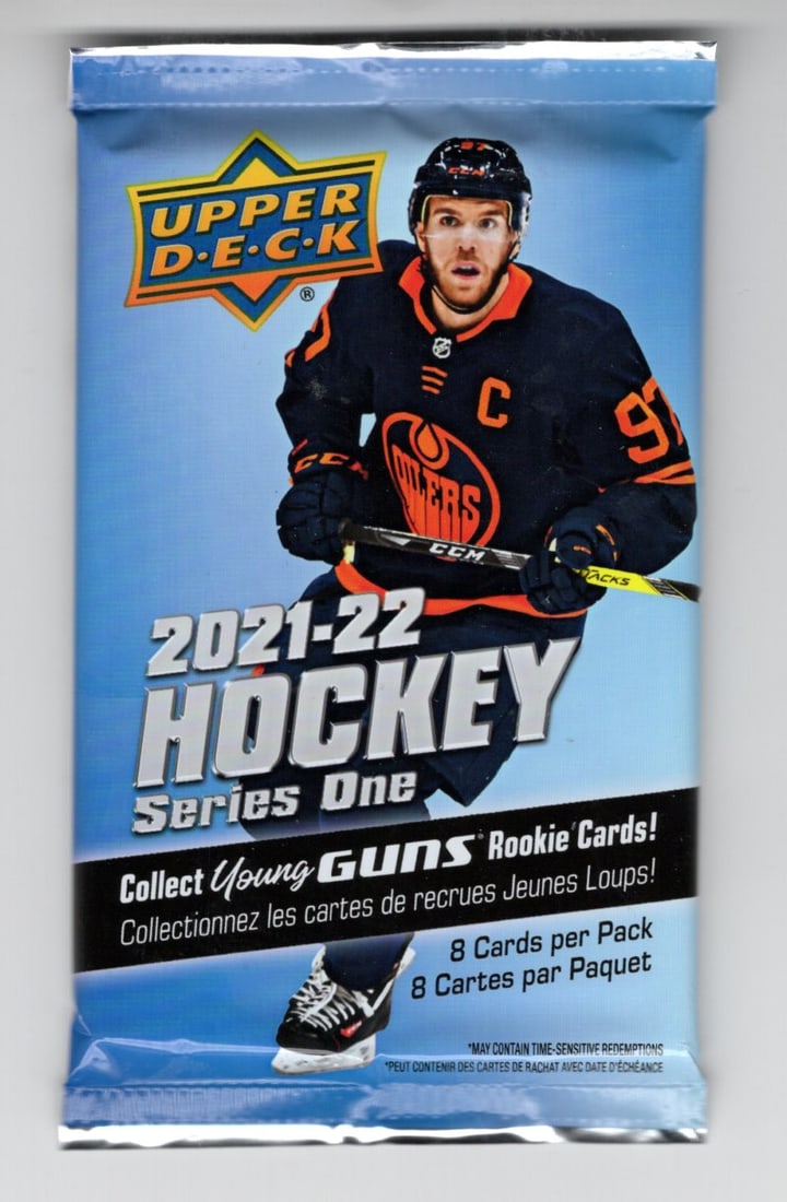 2021-22 Upper Deck Series 1 Hockey Card Factory Sealed Retail Box Pack - Young Guns Rookie Cards (1 of 1)