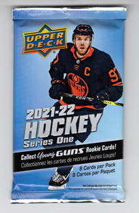 2021-22 Upper Deck Series 1 Hockey Card Factory Sealed Retail Box Pack - Young Guns Rookie Cards: Upper Deck Series 1 Hockey NHL Trading & Sports Cards, Rookie SP Cards, Stanley Cup & Hall of Fame Players, Connor McDavid, Alex Ovechkin, Sports Cards for Sale Near Me, Auction Memorabilia Lots For S