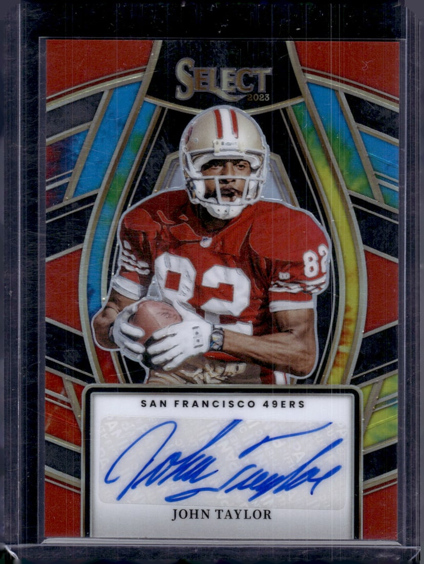 John Taylor Tie Dye Auto /25 2023 Panini Select #SELS-JTA 49ers Football Card (1 of 2)