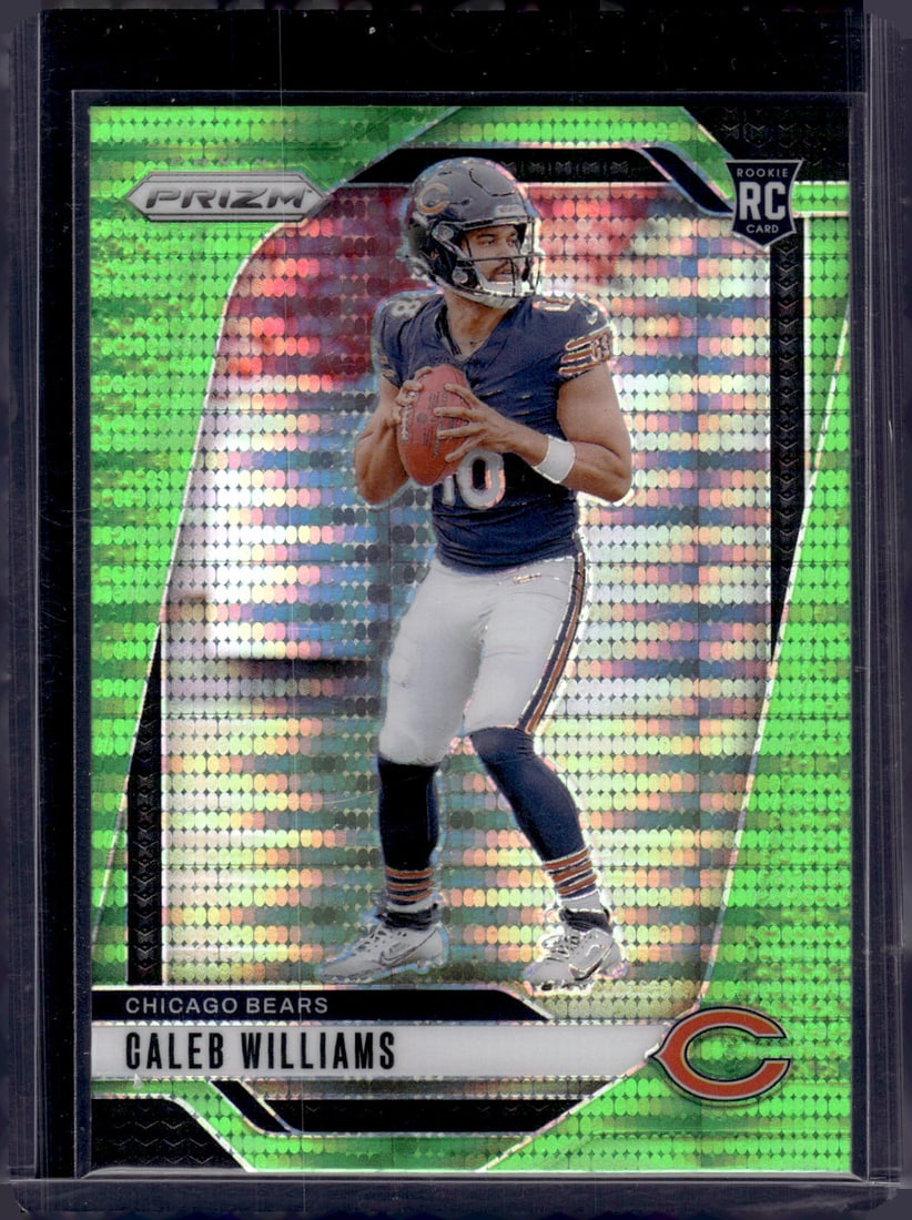 Caleb Williams Rookie Card Neon Green Pulsar 2024 Panini Prizm #301 Chicago Bears: Panini Select, Prizm, Mosaic, Contenders, Zenith, Phoenix, Illusions, Absolute, Rookie NFL Sports Trading Cards, SP, SSP, Cards, Football Cards for Sale Near Me, Superbowl & Hall of Fame Player Cards,
