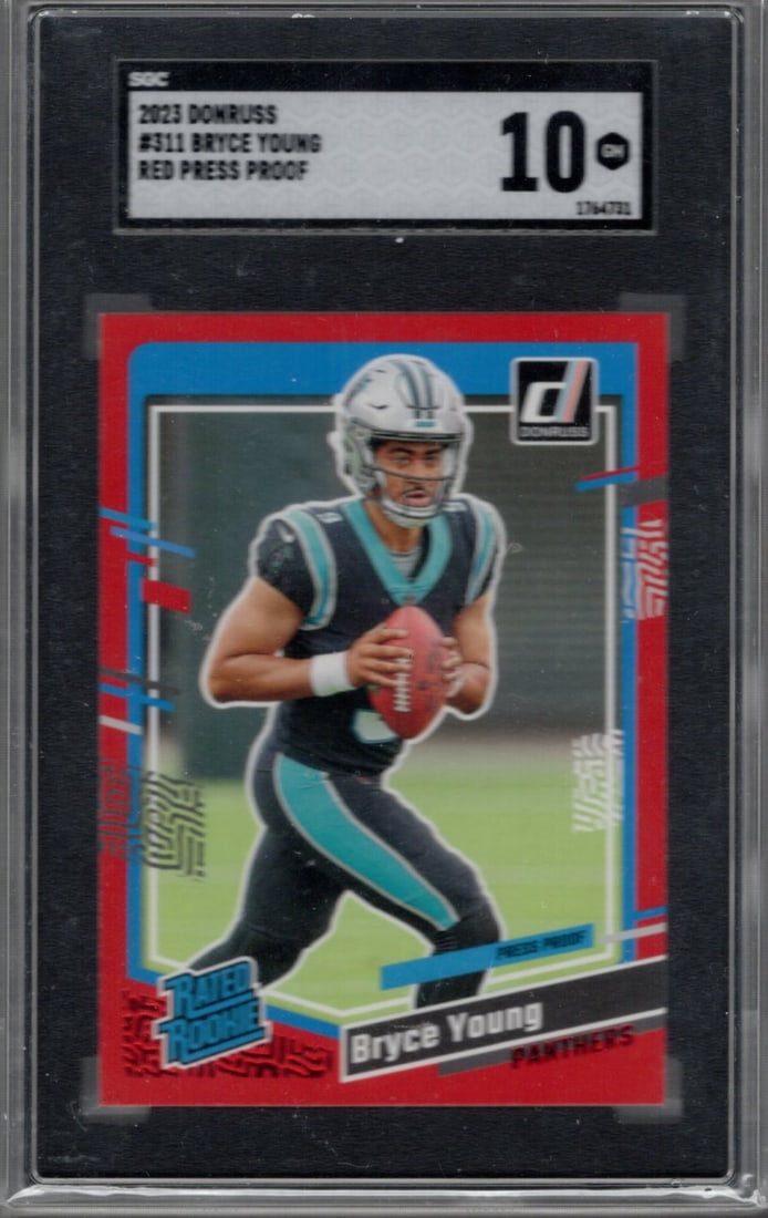 Bryce Young Rookie Card Red Press Proof 2023 Donruss #311 SGC 10 Carolina Panthers NFL (1 of 2)