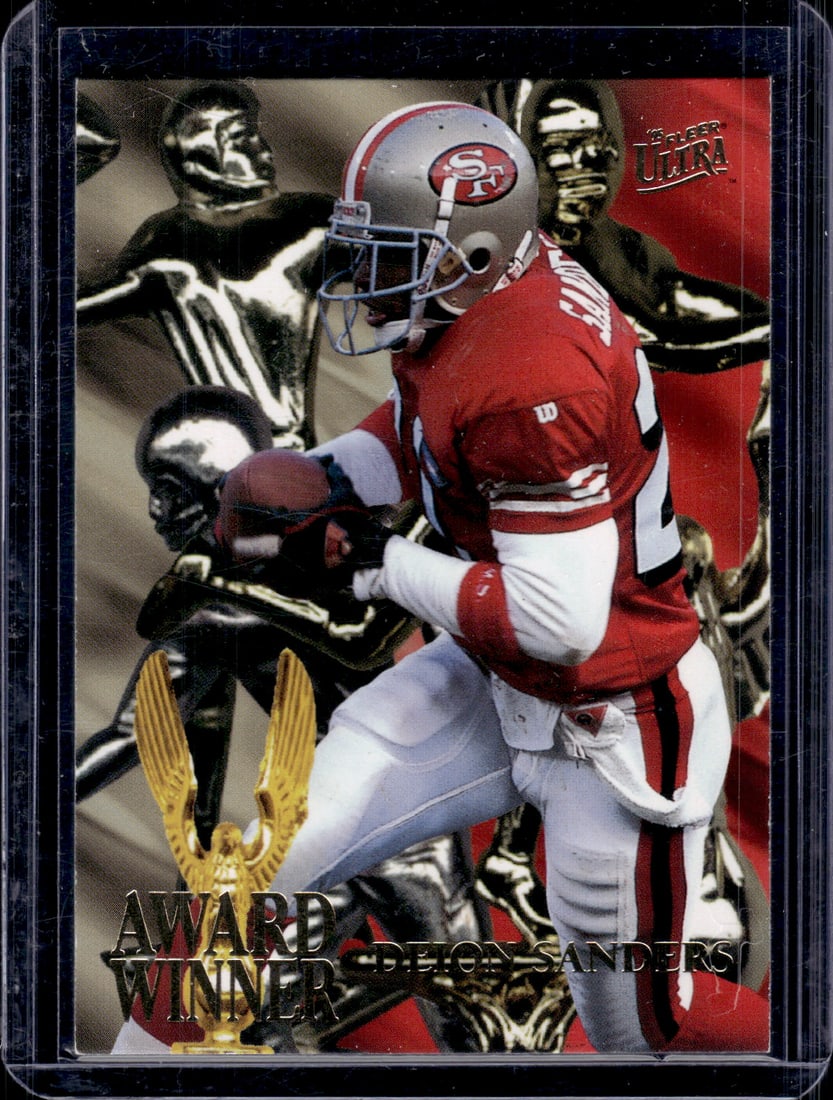 Deion Sanders Award Winner 1995 Fleer Ultra #5 49ers, Cowboys, HOF: Fleer Vintage Football NFL Trading Cards, Old Sports Cards for Sale Near Me, Hall of Fame & Super Bowl Player Cards, Auction Memorabilia Lots for Sale on Line
