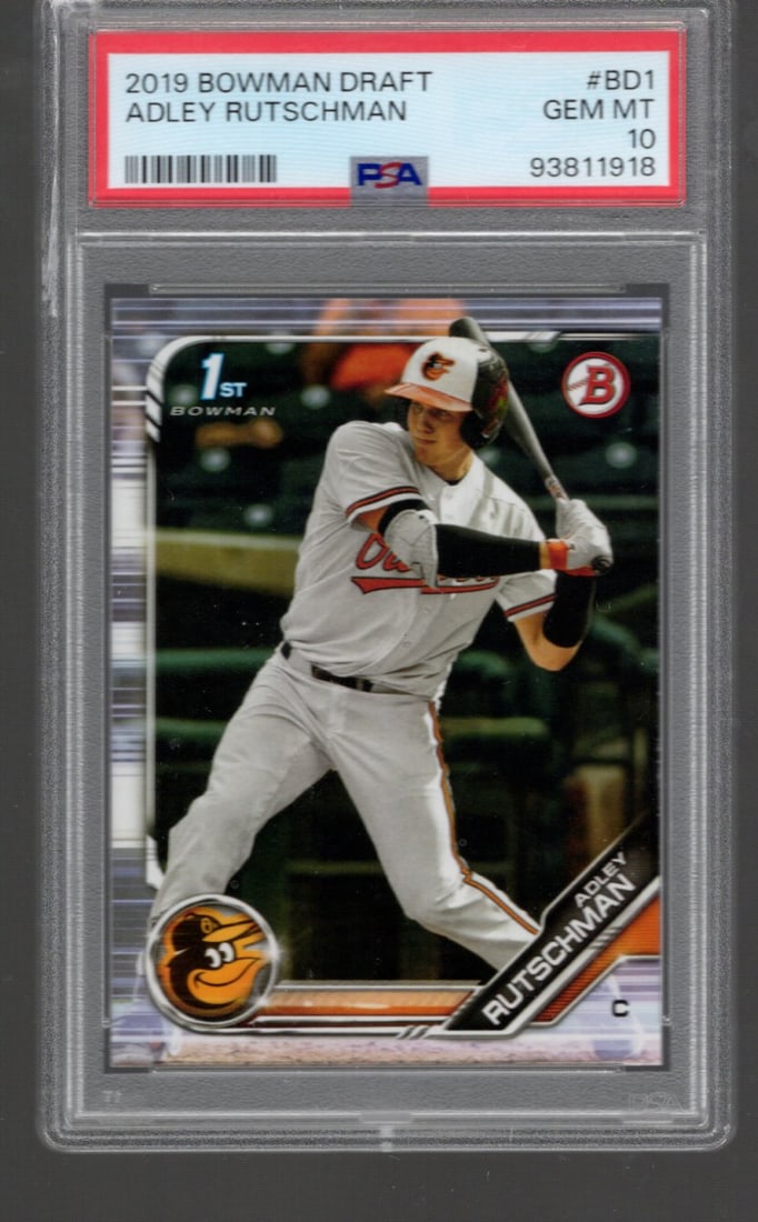Adley Rutschman 1st Bowman 2019 Bowman Draft #BD1 PSA 10 Orioles Baseball Card (1 of 2)