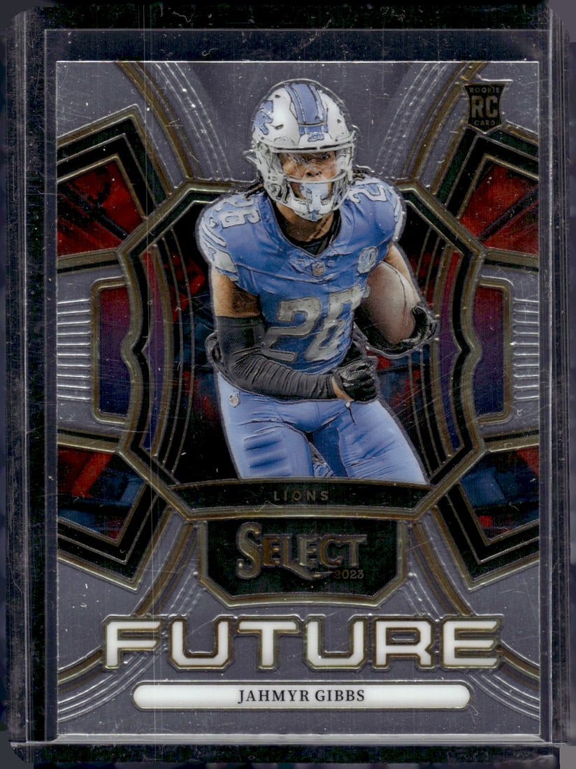 Jahmyr Gibbs Rookie Card Future 2023 Panini Select #FUT-JGI Detroit Lions Football Card: Panini Select, Prizm, Mosaic, Contenders, Zenith, Phoenix, Illusions, Absolute, Rookie NFL Sports Trading Cards, SP, SSP, Cards, Football Cards for Sale Near Me, Superbowl & Hall of Fame Player Cards,