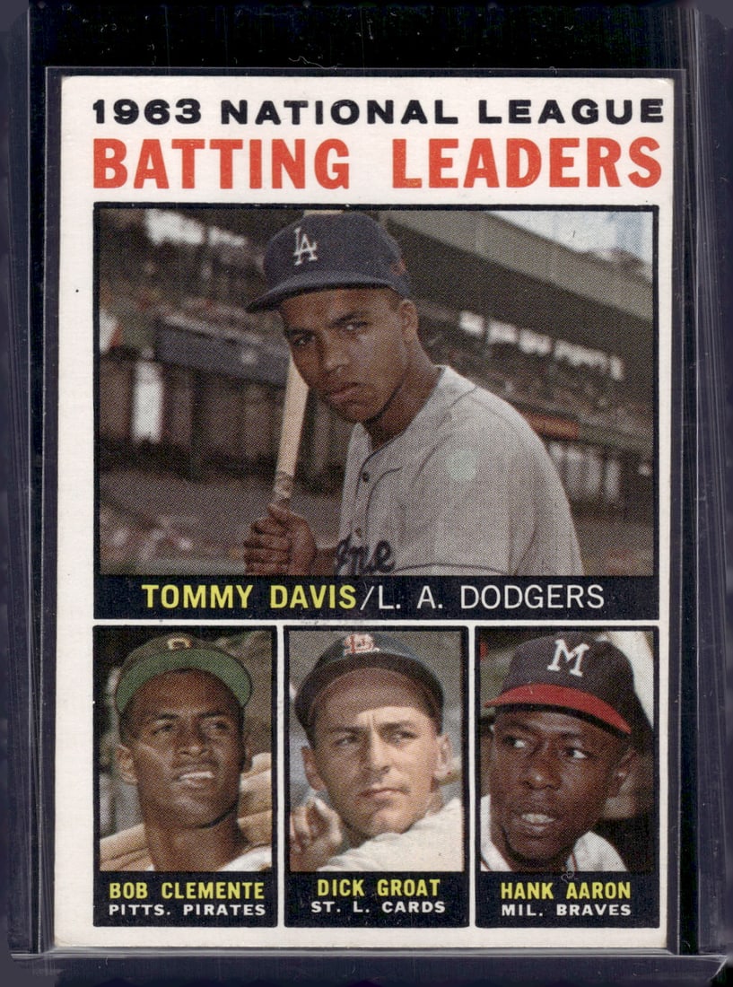 1963 NL Batting Leaders Hank Aaron, Roberto Clemente 1964 Topps #7 Great Condition for a 1964 (1 of 2)