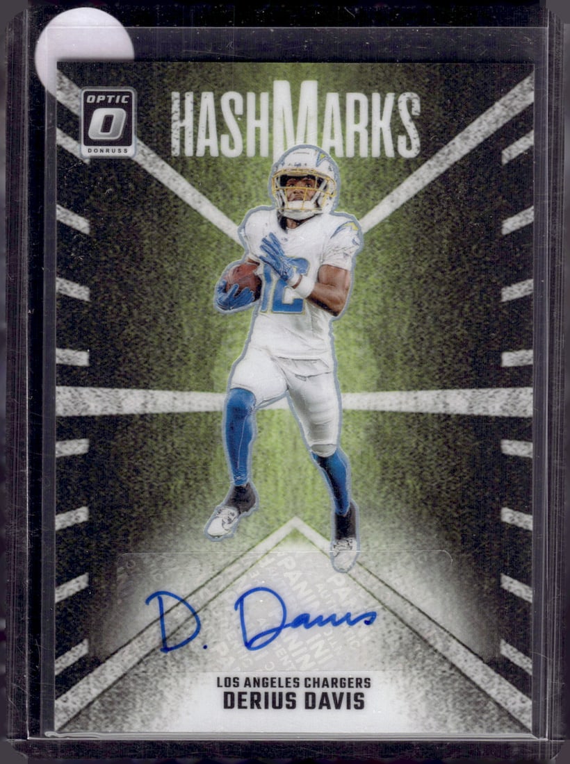 Derius Davis Auto Hashmarks 2024 Donruss Optic #HM-DDS Chargers Football Card (1 of 2)