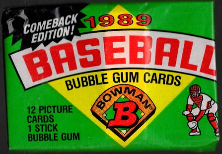 1989 Bowman Vintage Baseball Cards Retail Box Wax Pack Sports Cards MLB Trading Cards: Bowman Vintage Valuable Rookie Baseball MLB Trading & Sports Cards, Rookie Cards in this set are Ken Griffey, Jr, Gary Sheffield, John Smoltz, Old Sports Cards for Sale Near Me, Auction Memorabilia Lo