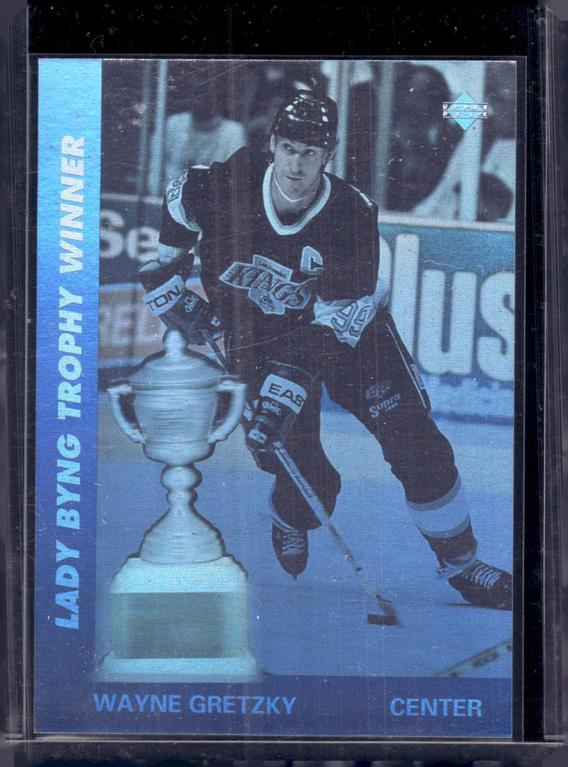 Wayne Gretzky Award Winners Hologram 1991-92 Upper Deck #AW6 Oilers, Kings: Upper Deck Vintage NHL Hockey Trading & Sports Cards, Old Sports Cards for Sale Near Me, Stanley Cup & Hall of Fame Players, Valuable Auction Memorabilia Lots for Sale On Line
