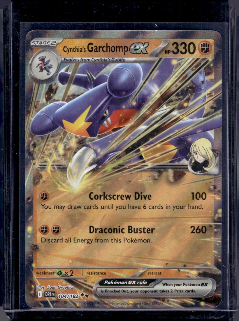 2025 Pokemon Destined Rivals Cynthia's Garchomp Ex Double Rare #104: TCG, Pikachu, Charizard, Rare, Secret Rare, Holo Cards, Pokemon & TCG Cards sold near Me, Nintendo, Evee, Houndoom, Reverse Holo Cards, 3 Star Ultra Rare, EX
