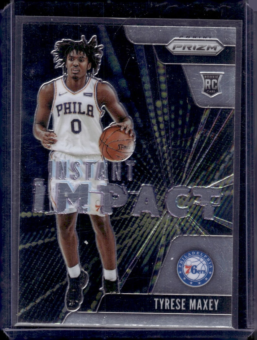 Tyrese Maxey Rookie Card Instant Impact 2020-21 Panini Prizm #16 76ers Basketball Card (1 of 2)