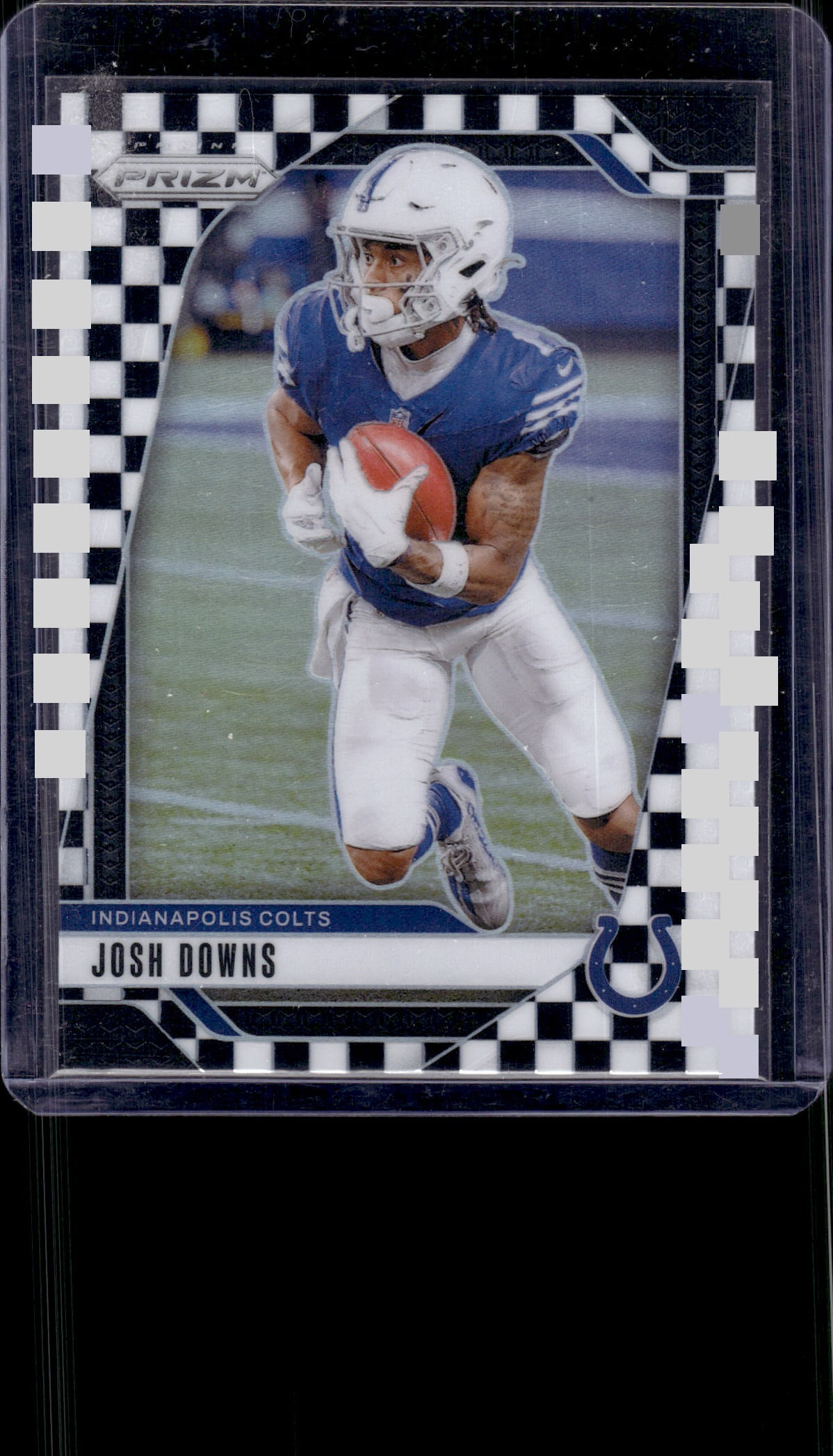 Josh Downs Black/White Checker Prizm SP 2024 Panini Prizm #122 Colts Football Card: Panini Select, Prizm, Mosaic, Contenders, Zenith, Phoenix, Illusions, Absolute, Rookie NFL Sports Trading Cards, SP, SSP, Cards, Football Cards for Sale Near Me, Superbowl & Hall of Fame Player Cards,