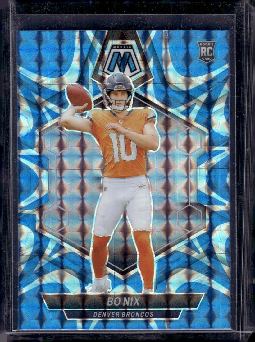 Bo Nix Rookie Card Blue Reactive Prizm 2024 Panini Mosaic #312 Denver Broncos NFL (1 of 2)