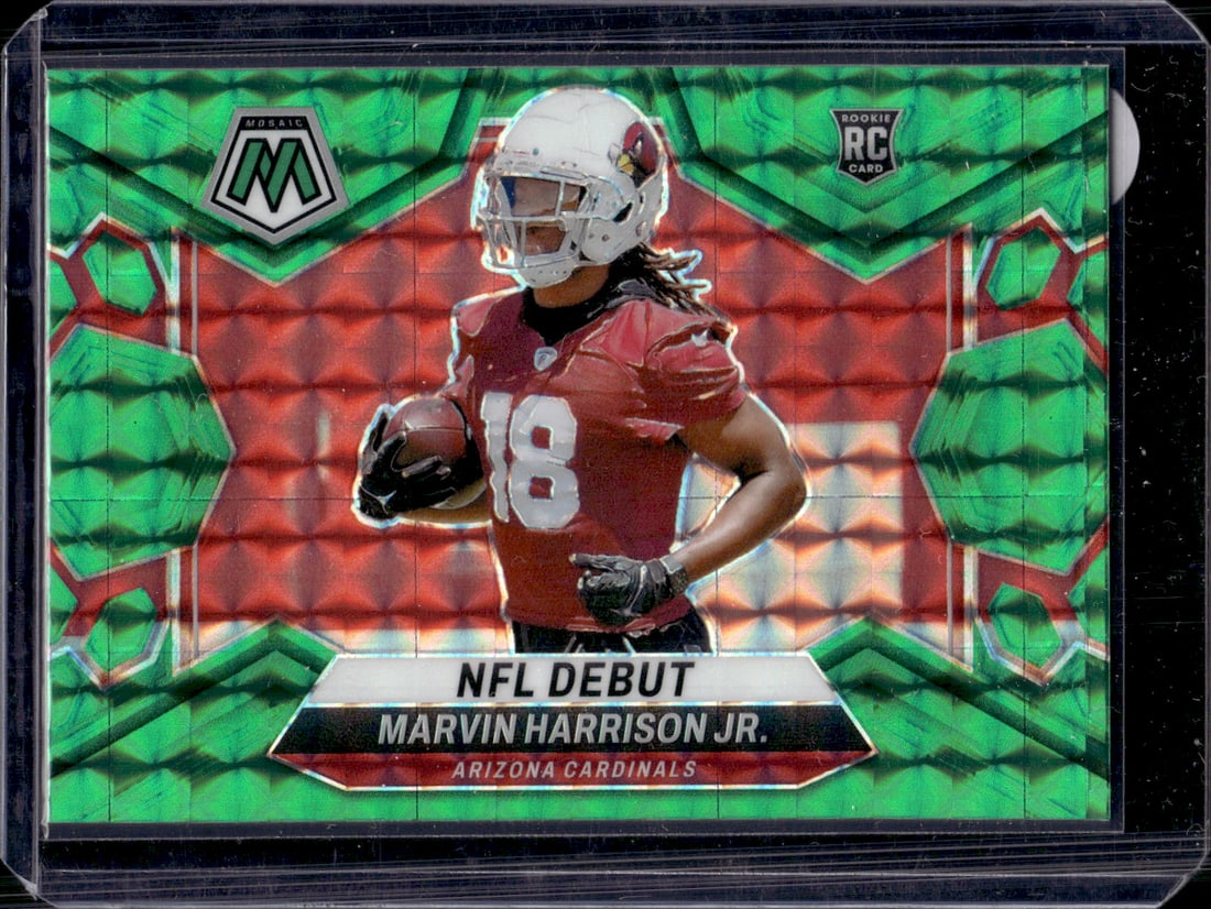 Marvin Harrison Jr. Rookie Card Green Mosaic Prizm 2024 Panini Mosaic #283 Cardinals: Panini Select, Prizm, Mosaic, Contenders, Zenith, Phoenix, Illusions, Absolute, Rookie NFL Sports Trading Cards, SP, SSP, Cards, Football Cards for Sale Near Me, Superbowl & Hall of Fame Player Cards,