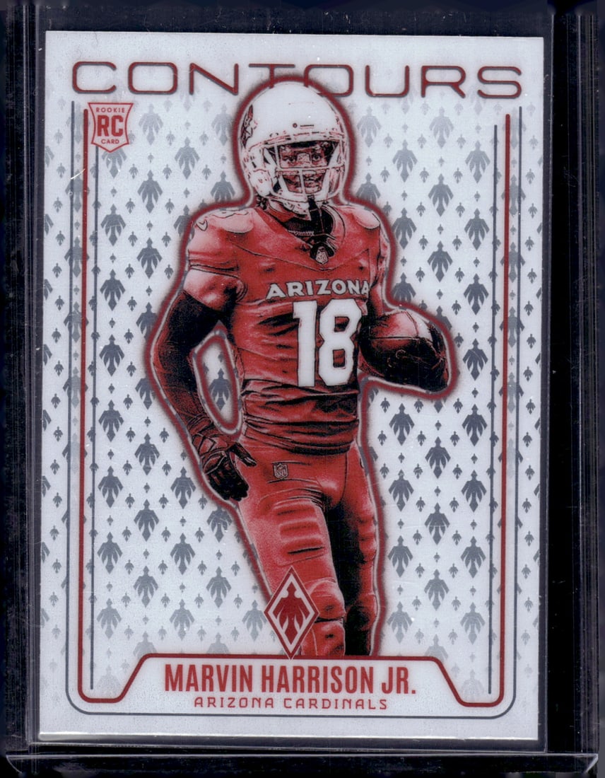 Marvin Harrison Jr. Rookie Card Contours 2024 Panini Phoenix #CON-MHJ Arizona Cardinals: Panini Select, Prizm, Mosaic, Contenders, Zenith, Phoenix, Illusions, Absolute, Rookie NFL Sports Trading Cards, SP, SSP, Cards, Football Cards for Sale Near Me, Superbowl & Hall of Fame Player Cards,