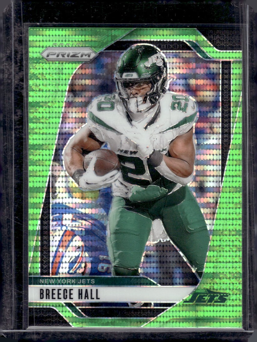 Breece Hall Neon Green Pulsar 2024 Panini Prizm #223 New York Jets: Panini Select, Prizm, Mosaic, Contenders, Zenith, Phoenix, Illusions, Absolute, Rookie NFL Sports Trading Cards, SP, SSP, Cards, Football Cards for Sale Near Me, Superbowl & Hall of Fame Player Cards,