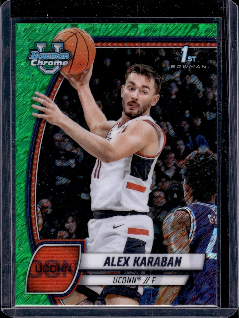 Alex Karaban 1st Bowman Green Shimmer 2025 Bowman U Chrome #100 UConn Huskies (1 of 2)