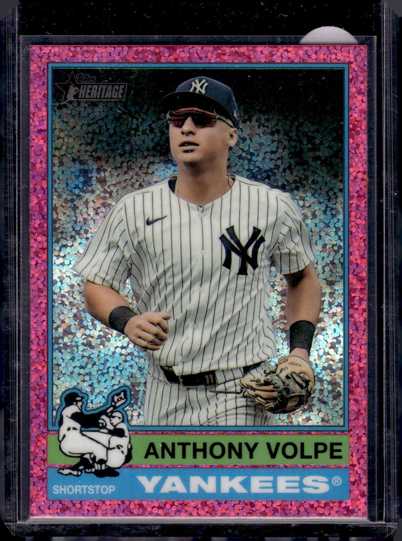 Anthony Volpe Pink Sparkle Refractor 2025 Topps Heritage #429 Yankees Baseball Card: Topps Baseball MLB Trading & Sports Cards, Sports Cards for Sale Near Me, World Series & Hall of Fame Players Memorabilia, Refractors, X-Fractors, Numbered, SP, SSP, Valuable Auction Memorabilia Lots 