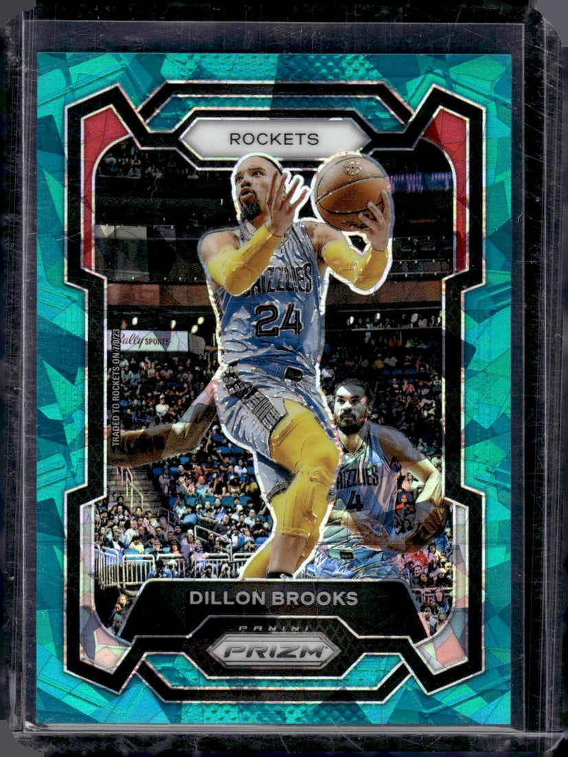 Dillon Brooks Teal Cracked Ice /225 2023-24 Panini Prizm #68 Houston Rockets (1 of 2)