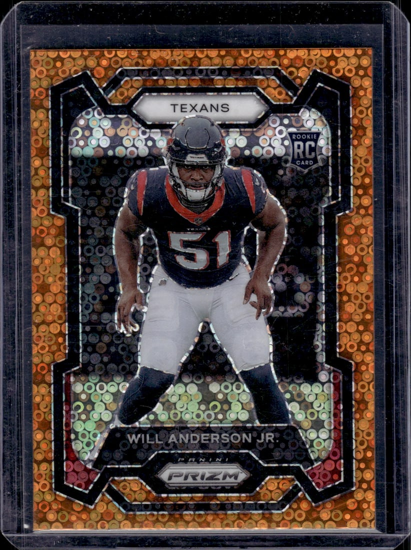 Will Anderson Jr. Rookie Card Orange Disco 2023 Panini Prizm #342 Houston Texans NFL: Panini Select, Prizm, Mosaic, Contenders, Zenith, Phoenix, Illusions, Absolute, Rookie NFL Sports Trading Cards, SP, SSP, Cards, Football Cards for Sale Near Me, Superbowl & Hall of Fame Player Cards,