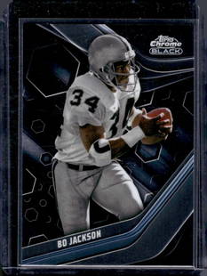 Bo Jackson Topps Chrome Black 2023 Topps Composite #136 Raiders Football Card: Topps Football NFL Trading Sports Cards, Sports Cards for Sale Near Me, Super Bowl & Hall of Fame Player Cards, Resurgence, Composite, SP, SSP, Valuable Auction Memorabilia Lots For Sale On Line