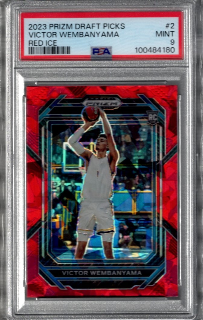 Victor Wembanyama Rookie Card Red Ice 2023 Prizm Draft Picks #2 PSA 9 Spurs NBA (1 of 2)