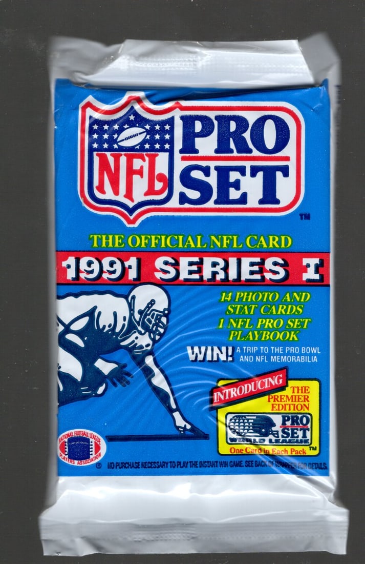 1991 Pro-Set Series 1 Vintage Football Card Retail Box Wax Pack, Sports Cards: Pro-Set Vintage Football NFL Trading & Sports Cards, Brett Favre Rookie Card, Old Sports Cards for Sale on Line, Super Bowl and Hall of Fame Players, Valuable Auction Lots for Sale On Line, Rookie Car
