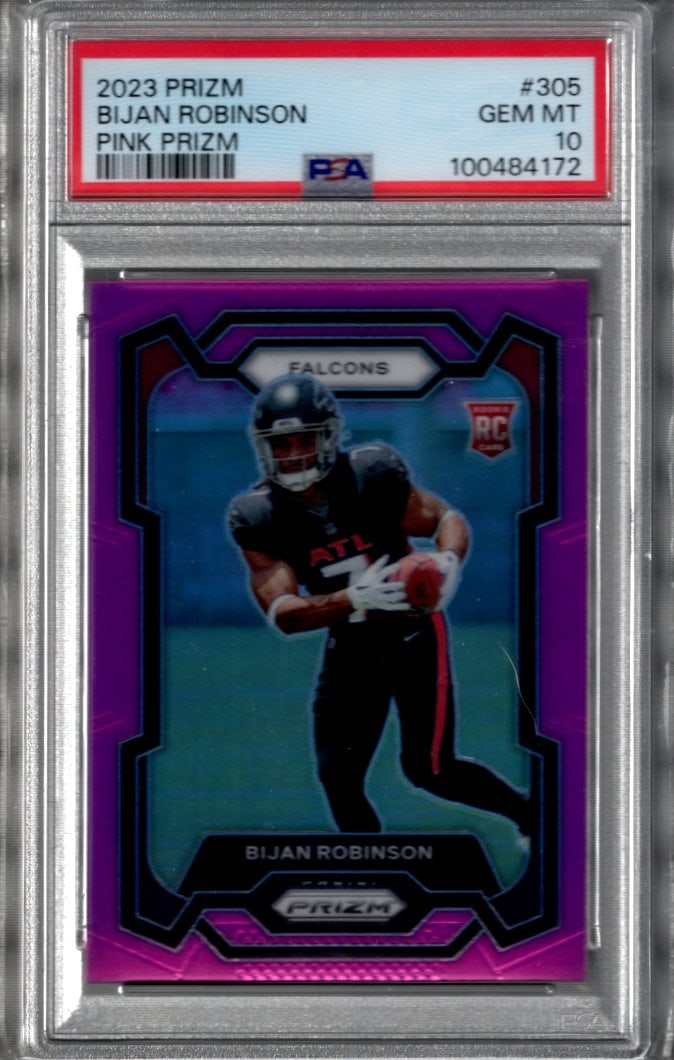 Bijan Robinson Rookie Card Pink Prizm 2023 Panini Prizm #305 PSA 10 Atlanta Falcons (1 of 2)