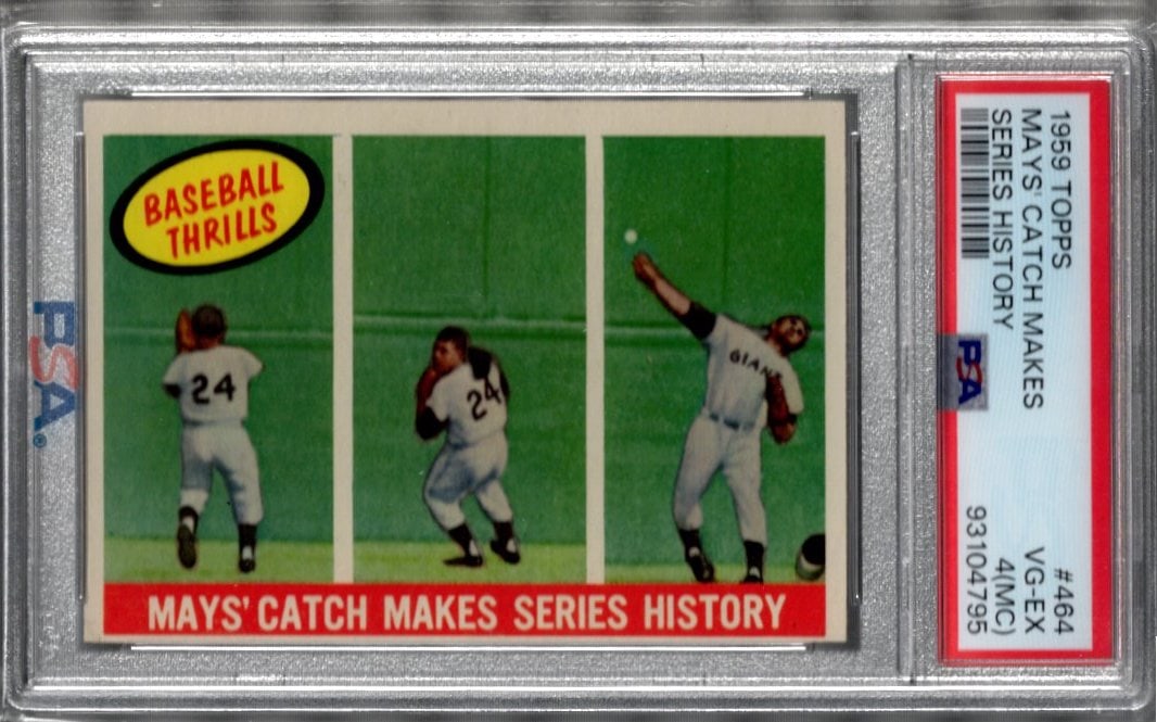 Mays' Catch Makes Series History 1959 Topps #464 PSA 4 (MC) Vintage Baseball Card (1 of 2)