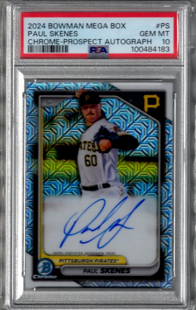 Paul Skenes Mojo Refractor Auto 2024 Bowman Chrome #BMA-PS PSA 10 Pirates Baseball Card (1 of 2)