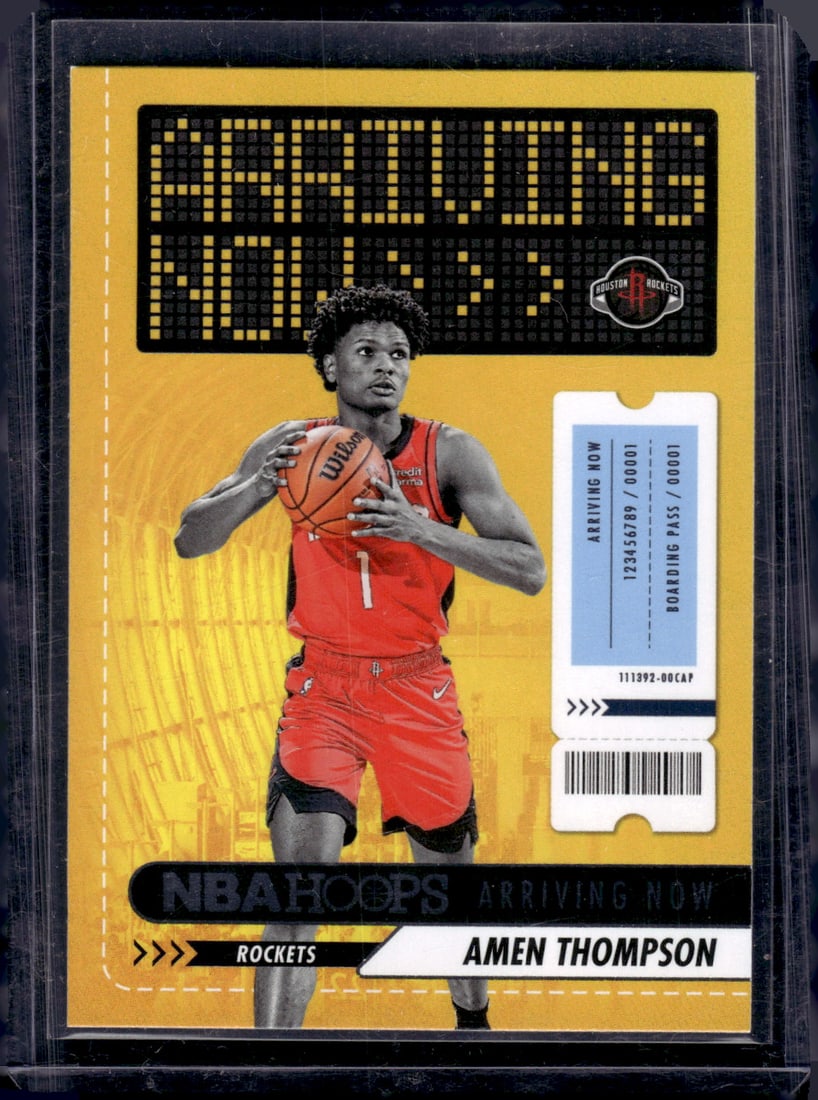 Amen Thompson Rookie Card Arriving Now 2023-24 Panini NBA Hoops #16 Houston Rockets (1 of 2)