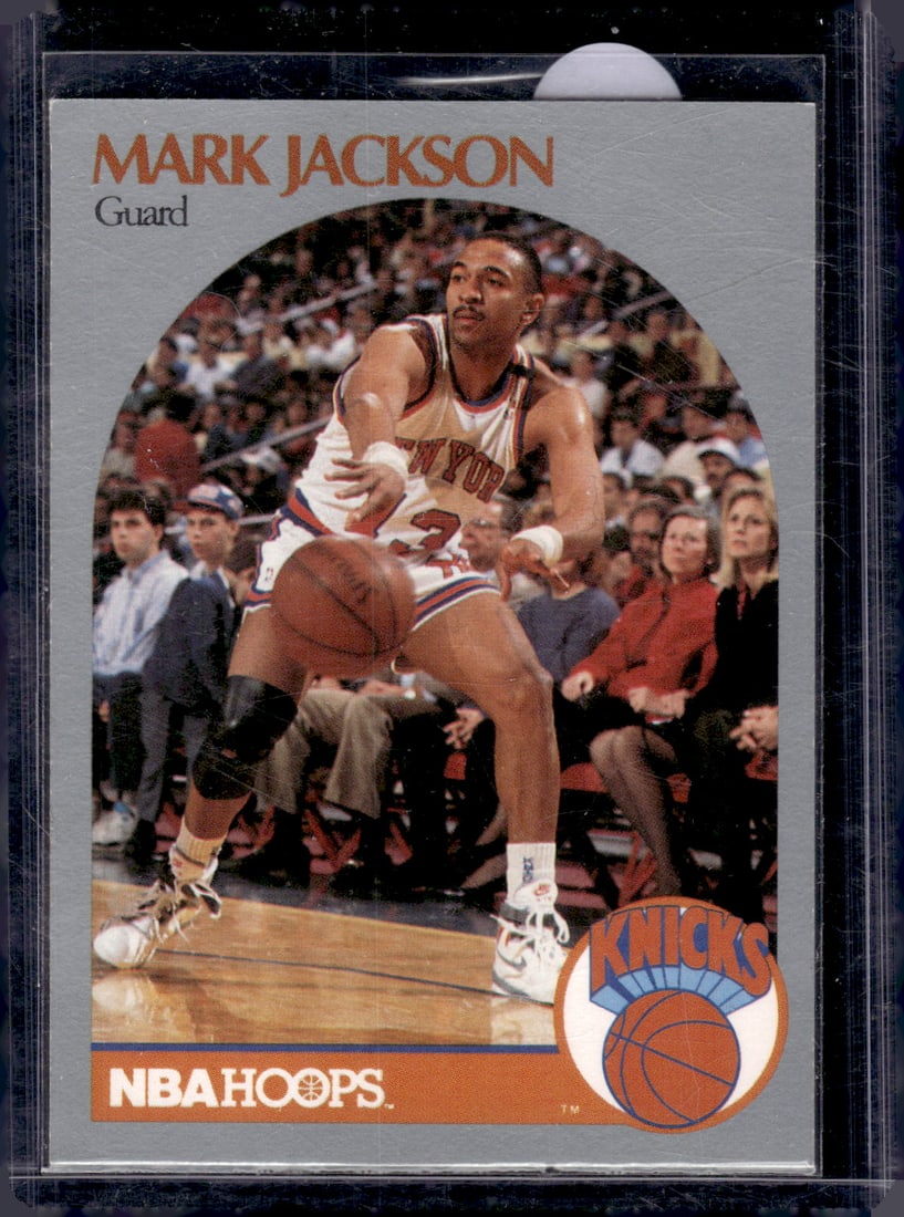 Mark Jackson 1990-91 NBA Hoops #205 Menendez Brothers in Background: Panini Select, Prizm, Mosaic, Contenders, Revolution, Phoenix, NBA Hoops, Rookie NFL Sports Trading Cards, Silver, SP, SSP, Wave Prizms, Numbered Cards, Basketball sports Cards for Sale Near Me, NBA C