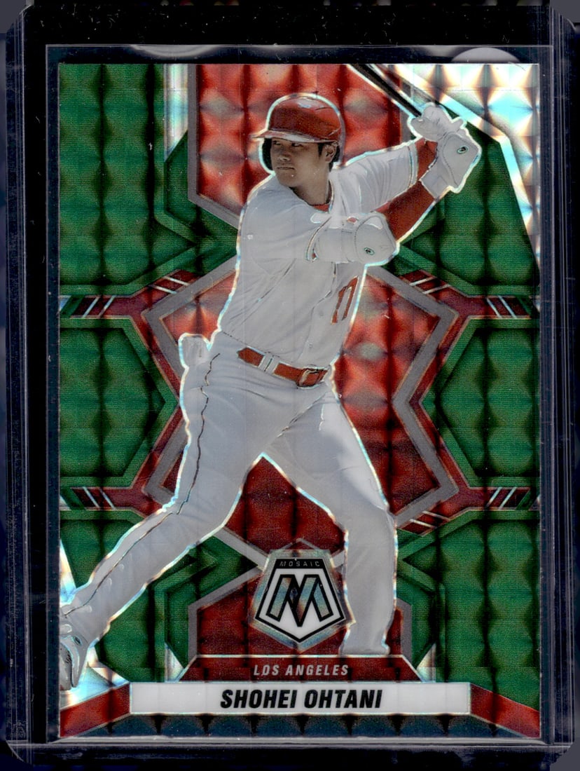 Shohei Ohtani Green Mosaic Prizm 2022 Panini Mosaic #164 Angels, Dodgers MLB: Panini Select, Prizm, Mosaic, Contenders, Zenith, Phoenix, Illusions, Absolute, Rookie NFL Sports Trading Cards, SP, SSP, Cards, Football Cards for Sale Near Me, Superbowl & Hall of Fame Player Cards,