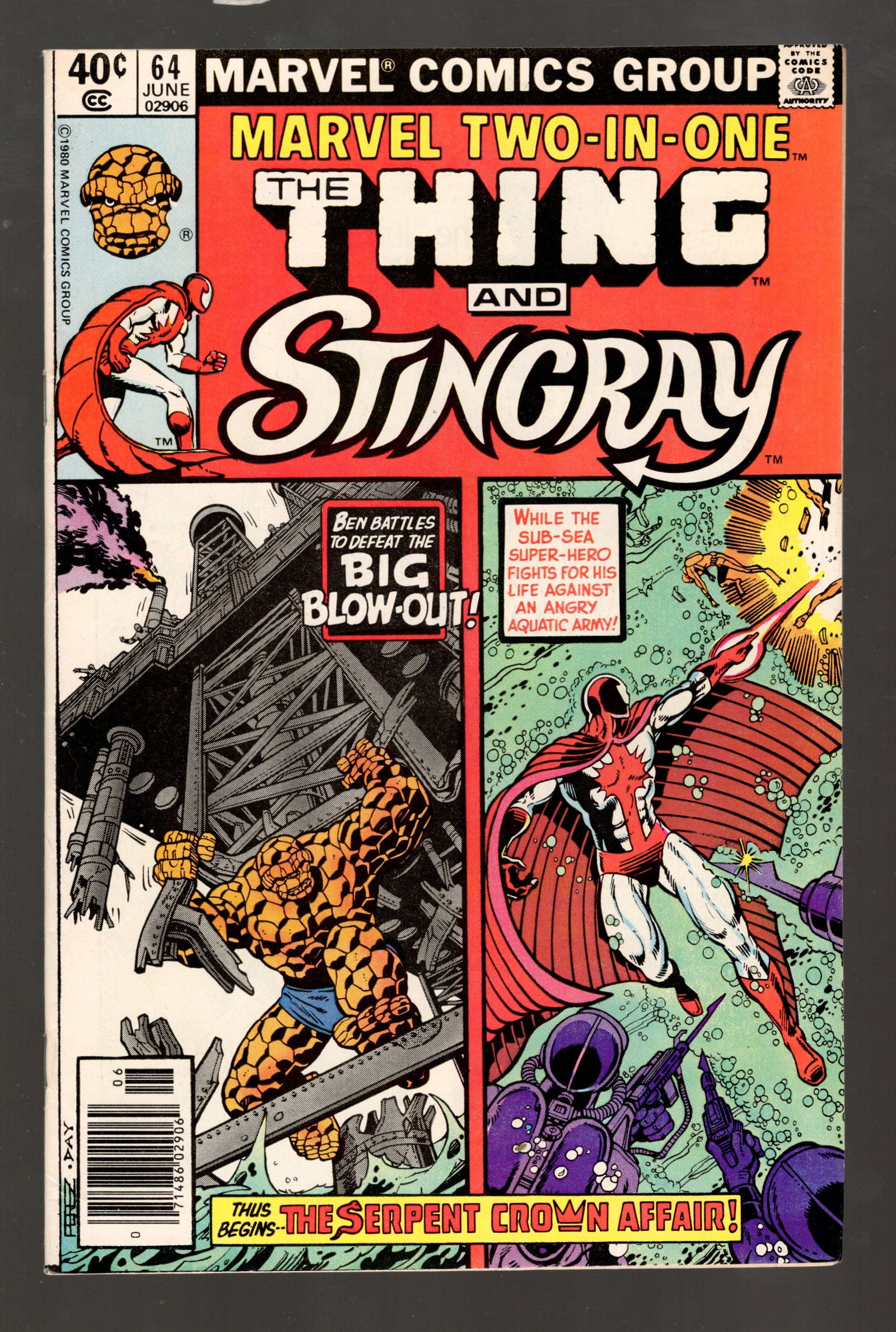 Marvel Two in One Vintage Comic Book The Thing & Sidewinder, 1st Appearance of Stingray High Grade (1 of 2)