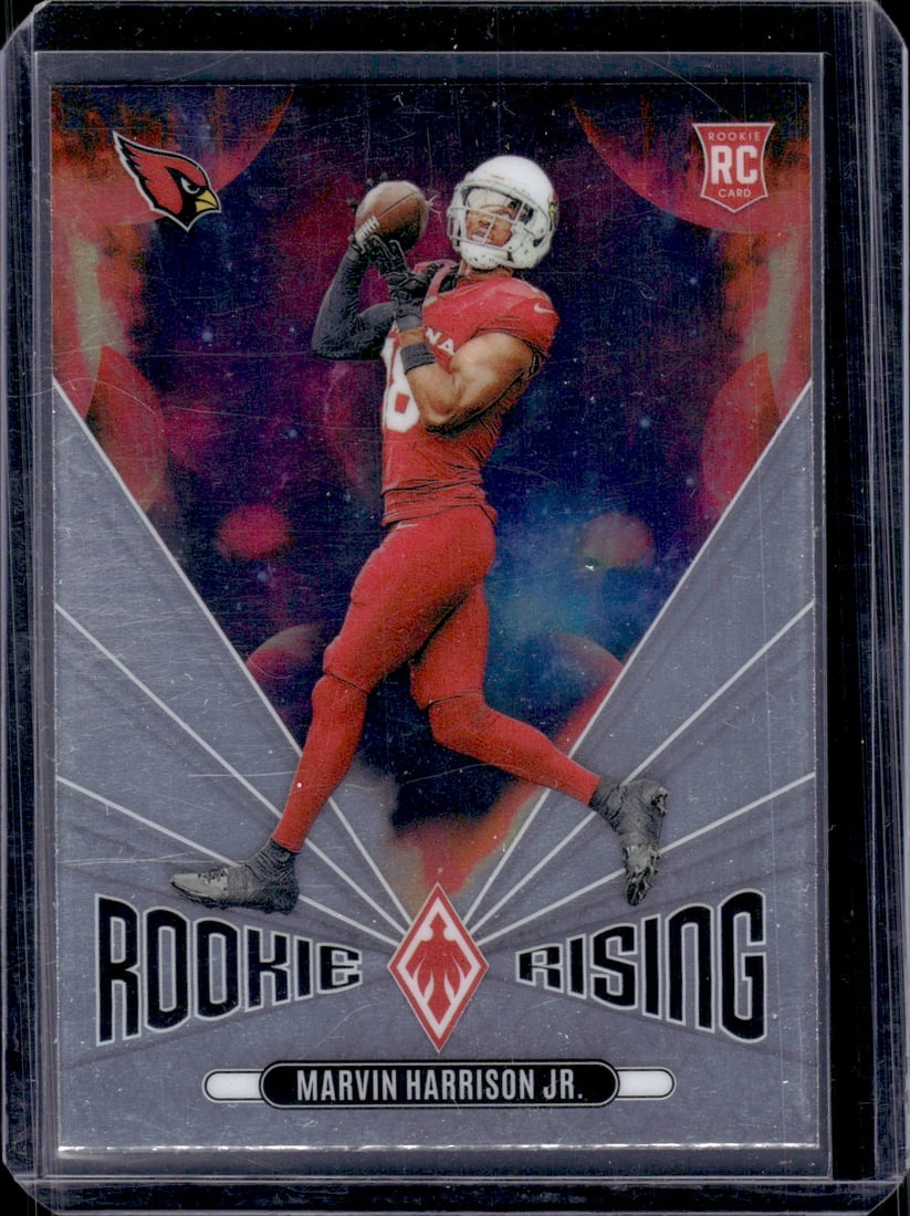 Marvin Harrison Jr. Rookie Rising 2024 Panini Phoenix #RR-MHJ Arizona Cardinals: Panini Select, Prizm, Mosaic, Contenders, Zenith, Phoenix, Illusions, Absolute, Rookie NFL Sports Trading Cards, SP, SSP, Cards, Football Cards for Sale Near Me, Superbowl & Hall of Fame Player Cards,