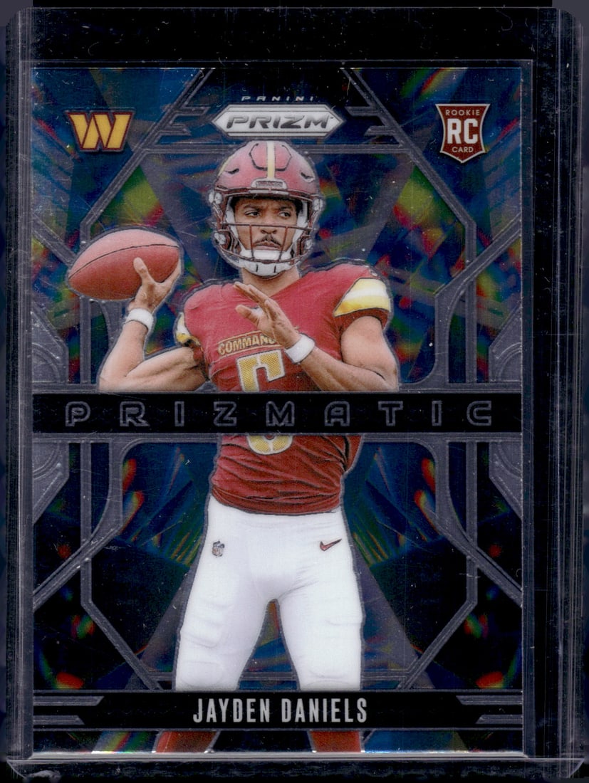 Jayden Daniels Rookie Card Prizmatic 2024 Panini Prizm #3 Commanders Football Card: Panini Select, Prizm, Mosaic, Contenders, Zenith, Phoenix, Illusions, Absolute, Rookie NFL Sports Trading Cards, SP, SSP, Cards, Football Cards for Sale Near Me, Superbowl & Hall of Fame Player Cards,