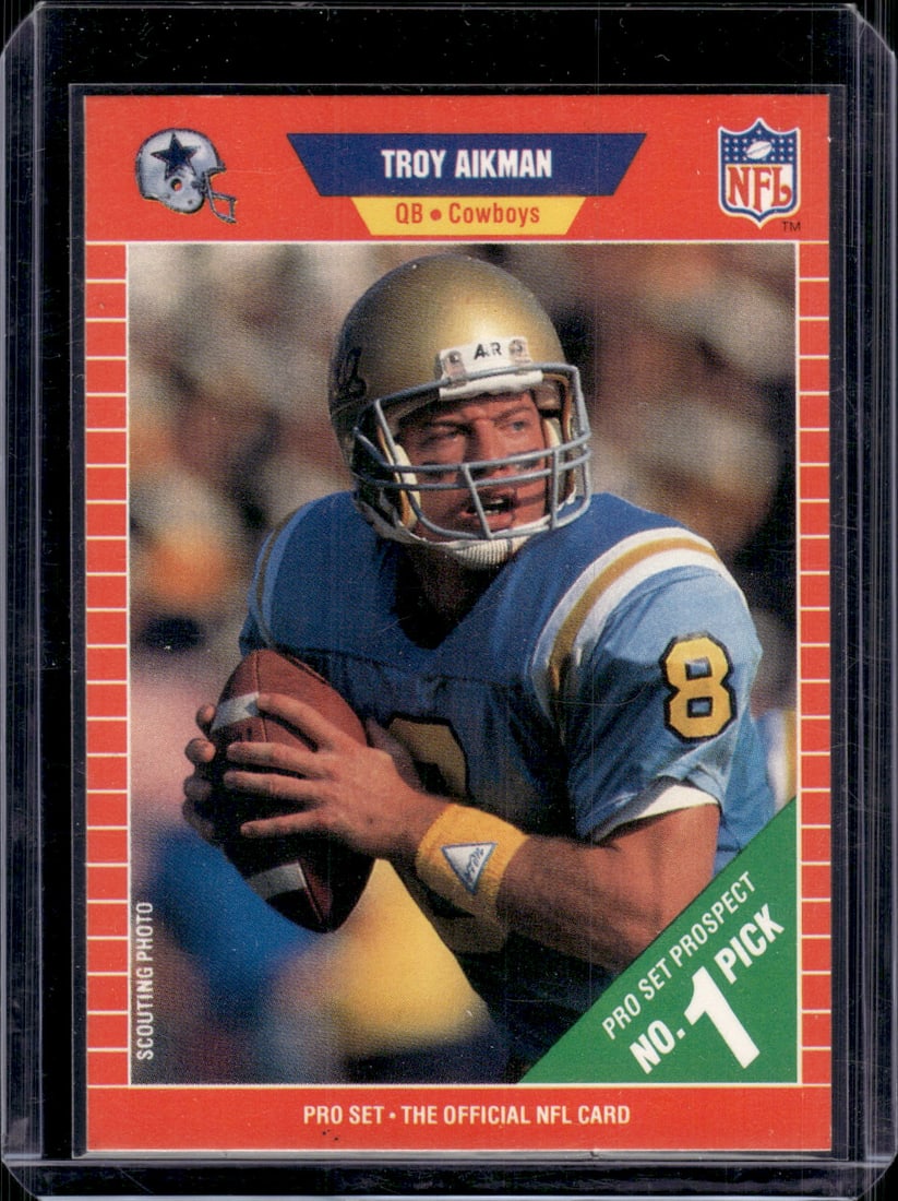 Troy Aikman Rookie Card 1989 Pro Set #490 Dallas Cowboys (1 of 2)