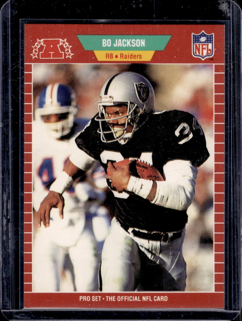 Bo Jackson 1989 Pro Set #185 Raiders Football Card: Pro Set Vintage Football NFL Trading Cards, Old Sports Cards for Sale Near Me, Hall of Fame & Super Bowl Player Cards, Auction Memorabilia Lots for Sale on Line