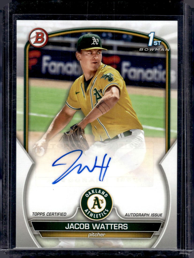 Jacob Watters 1st Bowman Auto 2023 Bowman #PPA-JW A's Baseball Card (1 of 2)