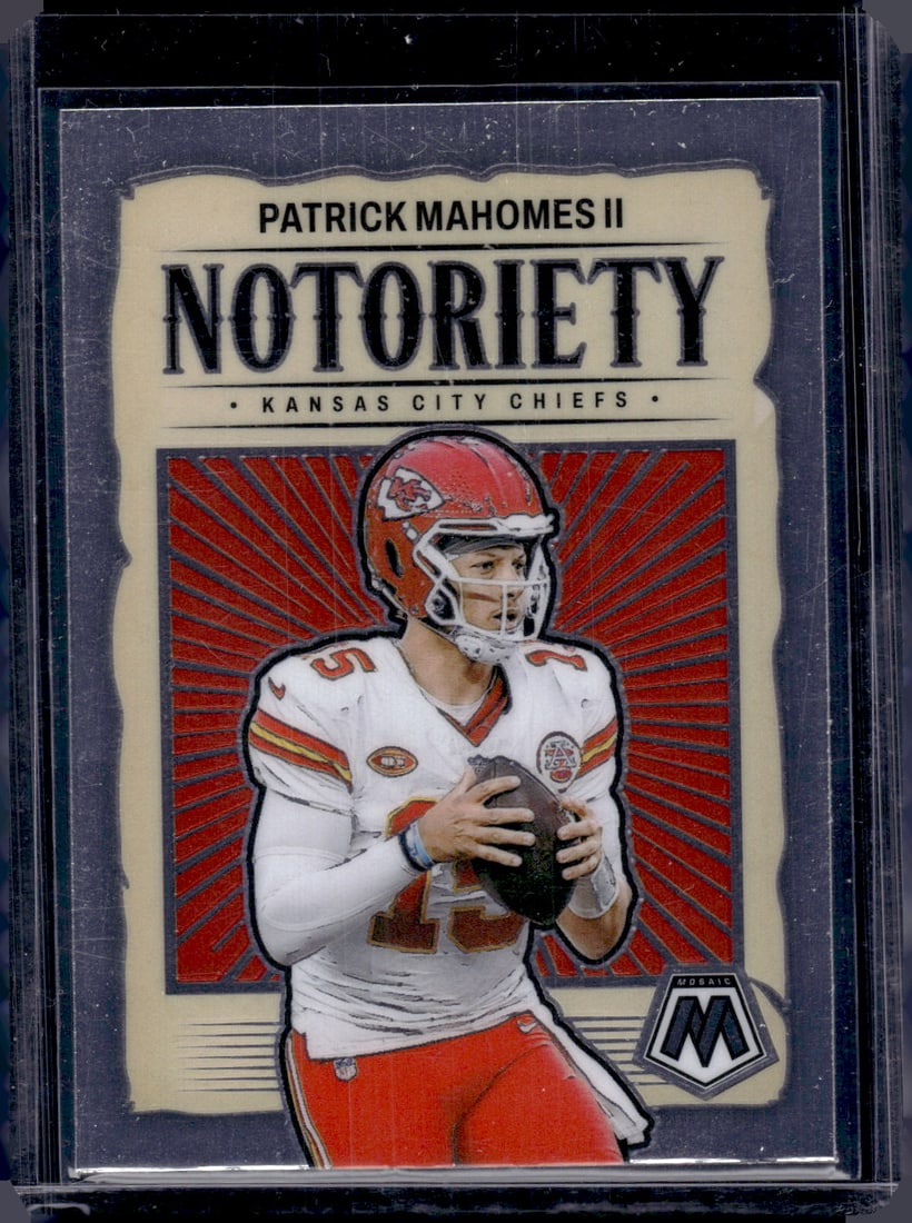 Patrick Mahomes Notoriety 2024 Panini Mosaic #1 Kansas City Chiefs: Panini Select, Prizm, Mosaic, Contenders, Zenith, Phoenix, Illusions, Absolute, Rookie NFL Sports Trading Cards, SP, SSP, Cards, Football Cards for Sale Near Me, Superbowl & Hall of Fame Player Cards,