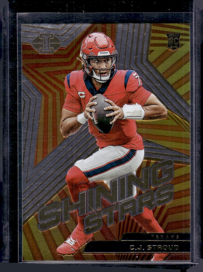 Cj Stroud Rookie Card Shining Stars 2023 Panini Illusions #19 Texans Football Card: Panini Select, Prizm, Mosaic, Contenders, Zenith, Phoenix, Illusions, Absolute, Rookie NFL Sports Trading Cards, SP, SSP, Cards, Football Cards for Sale Near Me, Superbowl & Hall of Fame Player Cards,