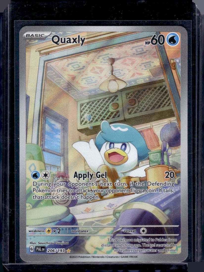 2023 Pokemon Paldea Evolved Quaxly Illustration Rare #206: TCG, Pikachu, Charizard, Rare, Secret Rare, Holo Cards, Pokemon & TCG Cards sold near Me, Nintendo, Evee, Houndoom, Reverse Holo Cards, 3 Star Ultra Rare, EX