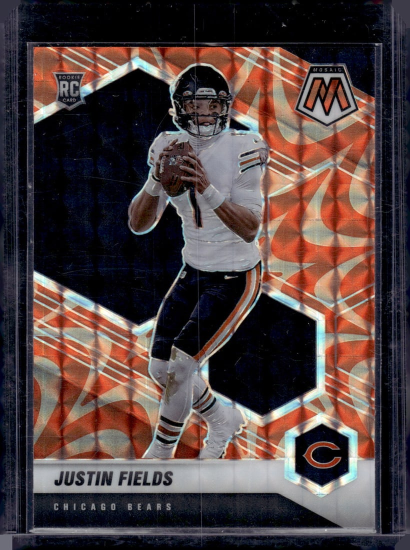 Justin Fields Rookie Card Orange Reactive Prizm 2021 Panini Mosaic #304 Bears, Jets (1 of 2)