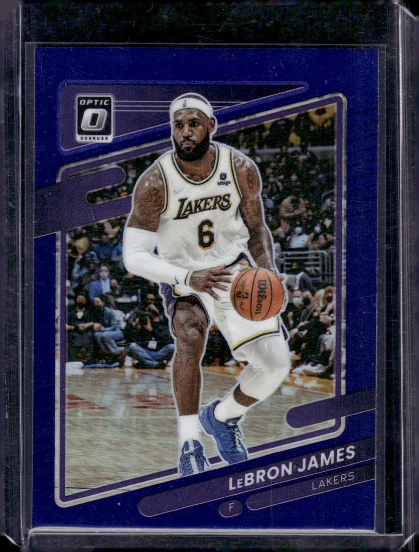 LeBron James Purple Holo Prizm 2021-22 Donruss Optic #41 Lakers Basketball Card (1 of 2)