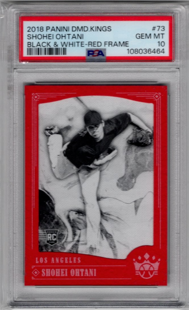Shohei Ohtani Rookie Card 2018 Panini Diamond Kings Black & White-Red Frame PSA 10 #73 (1 of 2)