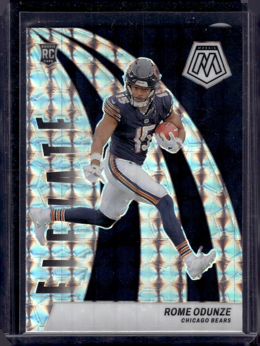 Rome Odunze Rookie Card Elevate Silver Mosaic Prizm 2024 Panini Mosaic #4 Bears: Panini Select, Prizm, Mosaic, Contenders, Zenith, Phoenix, Illusions, Absolute, Rookie NFL Sports Trading Cards, SP, SSP, Cards, Football Cards for Sale Near Me, Superbowl & Hall of Fame Player Cards,