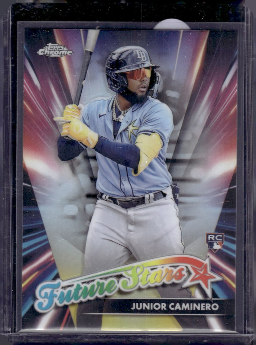 Junior Caminero Rookie Card Future Stars 2024 Topps Chrome #FSU-18 Rays: Topps Baseball MLB Trading & Sports Cards, Sports Cards for Sale Near Me, World Series & Hall of Fame Players Memorabilia, Refractors, X-Fractors, Numbered, SP, SSP, Valuable Auction Memorabilia Lots 