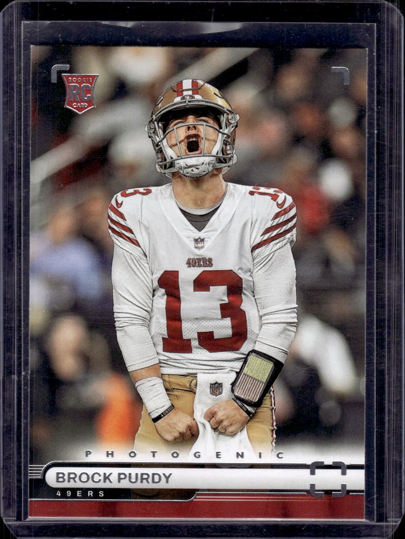 Brock Purdy Rookie Card Photogenic 2022 Panini Chronicles #PH-36 49ers Football Card: Panini Select, Prizm, Mosaic, Contenders, Zenith, Phoenix, Illusions, Absolute, Rookie NFL Sports Trading Cards, SP, SSP, Cards, Football Cards for Sale Near Me, Superbowl & Hall of Fame Player Cards,
