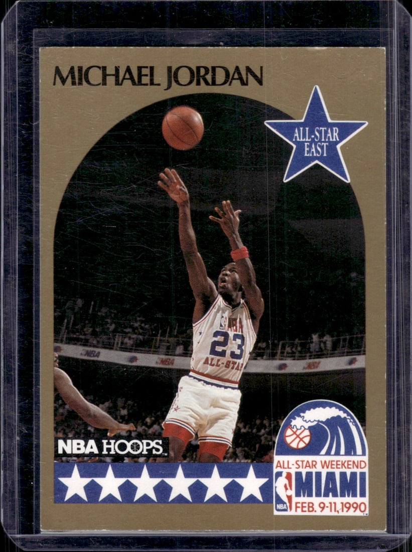 Michael Jordan 1990-91 NBA Hoops #5 Chicago Bulls NBA: Panini Select, Prizm, Mosaic, Contenders, Revolution, Phoenix, NBA Hoops, Rookie NFL Sports Trading Cards, Silver, SP, SSP, Wave Prizms, Numbered Cards, Basketball sports Cards for Sale Near Me, NBA C