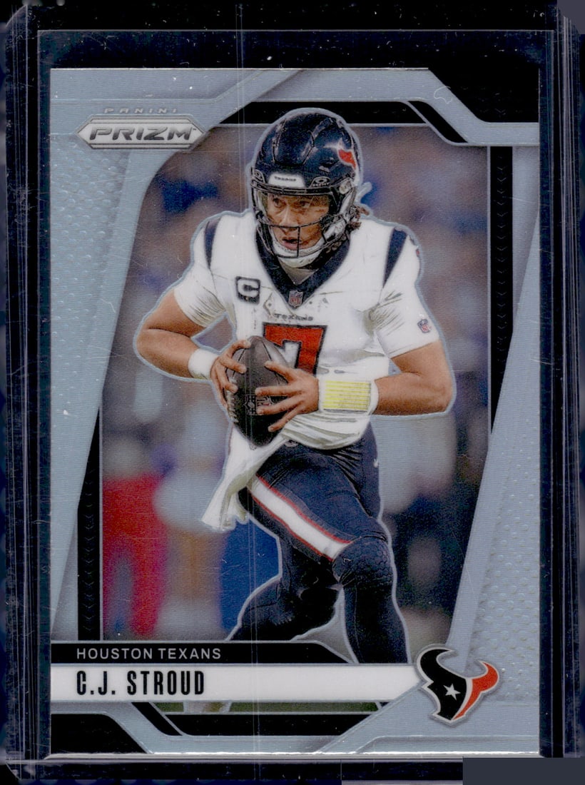 Cj Stroud Silver Prizm 2024 Panini Prizm #111 Houston Texans: Panini Select, Prizm, Mosaic, Contenders, Zenith, Phoenix, Illusions, Absolute, Rookie NFL Sports Trading Cards, SP, SSP, Cards, Football Cards for Sale Near Me, Superbowl & Hall of Fame Player Cards,